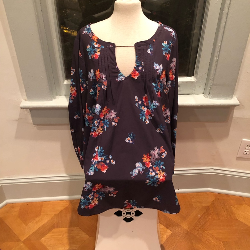 EShakti Floral Silk Tunic Blouse